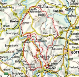 Abgrenzung der Landschaft "Solling Bramwald und Rheinhardswald" (37001)