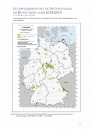 Karte Luchsverbreitung in Deutschland im Monitoringjahr 2018 und 2019
