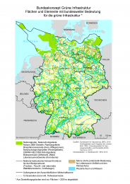 Karte Bundeskonzept Grüne Infrastruktur - Flächen und Elemente mit bundesweiter Bedeutung für die grüne Infrastruktur