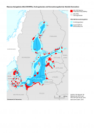 Karte Meeresschutzgebiete (HELCOM MPAs), dargestellt werden die  Vertragsstaaten und Konventionsgebiete der Helsinki-Konvention