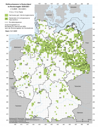 Deutschlandkarte des Wolfsvorkommens in Deutschland im Monitoringjahr 2020/2021