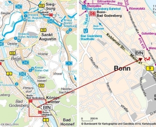 Kartenausschnitt Anfahrtsplan BfN in Bonn