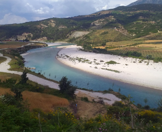 River bend surrounded by a mosaic of cultural landscapes