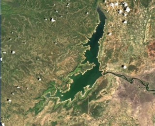 Itezhi-Tezhi Dam at low water.