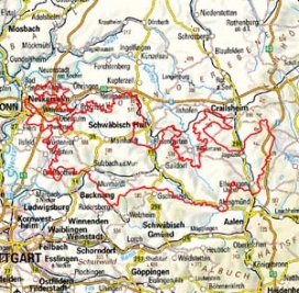 Abgrenzung der Landschaft "Schwäbisch-Fränkische Waldberge" (10801)