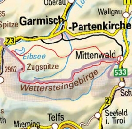 Abgrenzung der Landschaft "Wettersteingebirge" (1300)