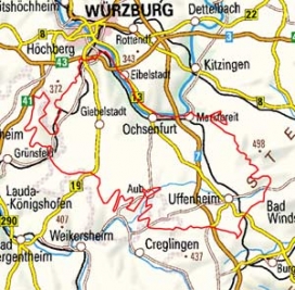 Abgrenzung der Landschaft "Ochsenfurter und Gollachgau" (13000)