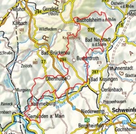 Abgrenzung der Landschaft "Mittlere Südrhön Erthaler Kalkberge und Schönauer Hochfläche" (14000)