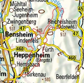 Abgrenzung der Landschaft "Weschnitz- und Gersprenztal" (14502)
