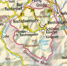 Abgrenzung der Landschaft "Berchtesgadener Alpen" (1600)