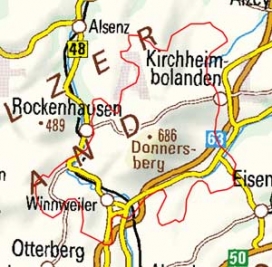 Abgrenzung der Landschaft "Donnersberg" (19303)