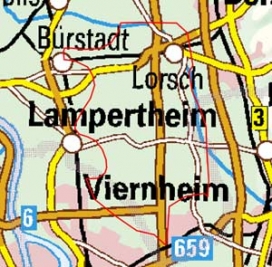 Abgrenzung der Landschaft "Käfertal-Viernheimer Sand und Lampertheimer Sand" (22502)