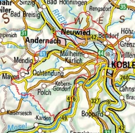 Abgrenzung der Landschaft "Mittelrheinisches Becken" (29101)
