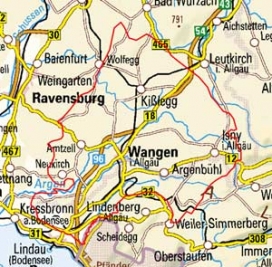 Abgrenzung der Landschaft "Westallgäuer Hügelland" (3301)