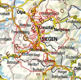 Abgrenzung der Landschaft "Siegerland" (33102)
