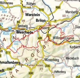 Abgrenzung der Landschaft "Hochsauerländer Schluchtgebirge" (33301)
