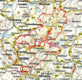 Abgrenzung der Landschaft "Rothaargebirge" (33302)