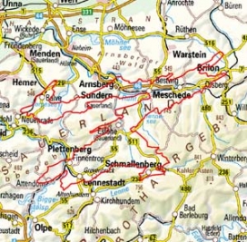 Abgrenzung der Landschaft "Sauerländer Senken" (33501)