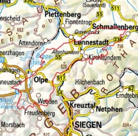 Abgrenzung der Landschaft "Südsauerländer Rothaarvorrücken Oberbigge-Hochfläche" (33605)