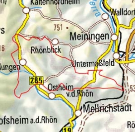 Abgrenzung der Landschaft "Östliches Rhönvorland" (35303)