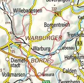 Abgrenzung der Landschaft "Warburger Börde" (36001)