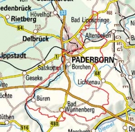 Abgrenzung der Landschaft "Paderborner Hochfläche" (36201)