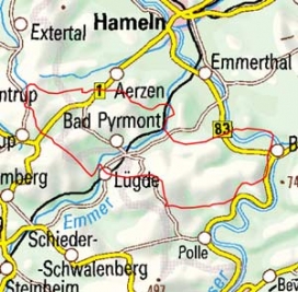 Abgrenzung der Landschaft "Pyrmonter Bergland" (36500)