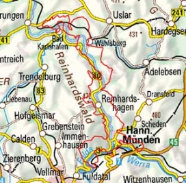 Abgrenzung der Landschaft "Weserdurchbruchstal Mündener Fulda-Werra -Talung" (37002)