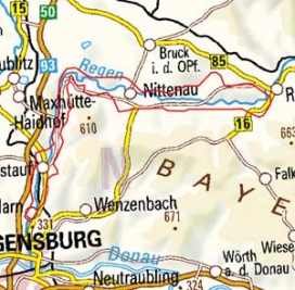 Abgrenzung der Landschaft "Regental zwischen Roding und Regensburg" (40602)