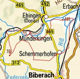 Abgrenzung der Landschaft "Westliches Flachland der unteren Riss" (4201)
