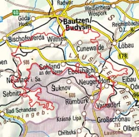 Abgrenzung der Landschaft "Oberlausitzer Bergland" (44100)