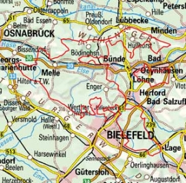 Abgrenzung der Landschaft "Ravensberger Hügelland" (53101)