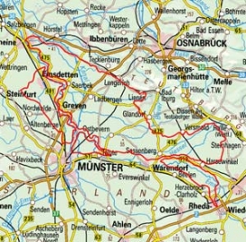 Abgrenzung der Landschaft "Nordmünsterländer Sande" (54002)