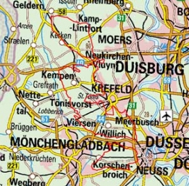 Abgrenzung der Landschaft "Krefelder Lehmplatten der linken Rheinmittelterrasse" (57302)