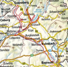 Abgrenzung der Landschaft "Obermaintal mit Steinach-Rodach-Talspinne" (7101)
