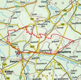 Abgrenzung der Landschaft "Rosslau-Wittenberger Vorfläming" (85400)