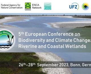 Conference banner of the 5th European Conference on Biodiversity and Climate Change: Riverine and Coastal Wetlands, taking place on September 26-28 in Bonn, Germany 